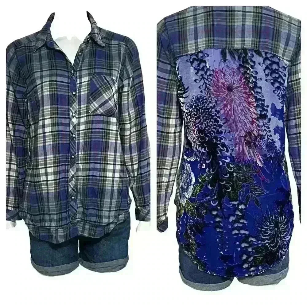 Soft Surroundings Plaid Button Up Long Sleeve Shirt Size Small - Picture 2 of 10